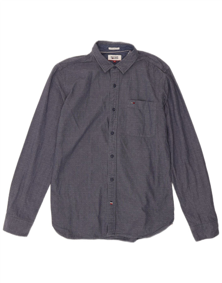 TOMMY HILFIGER Camisa de corte regular para hombre de algodón con lunares en azul marino mediano