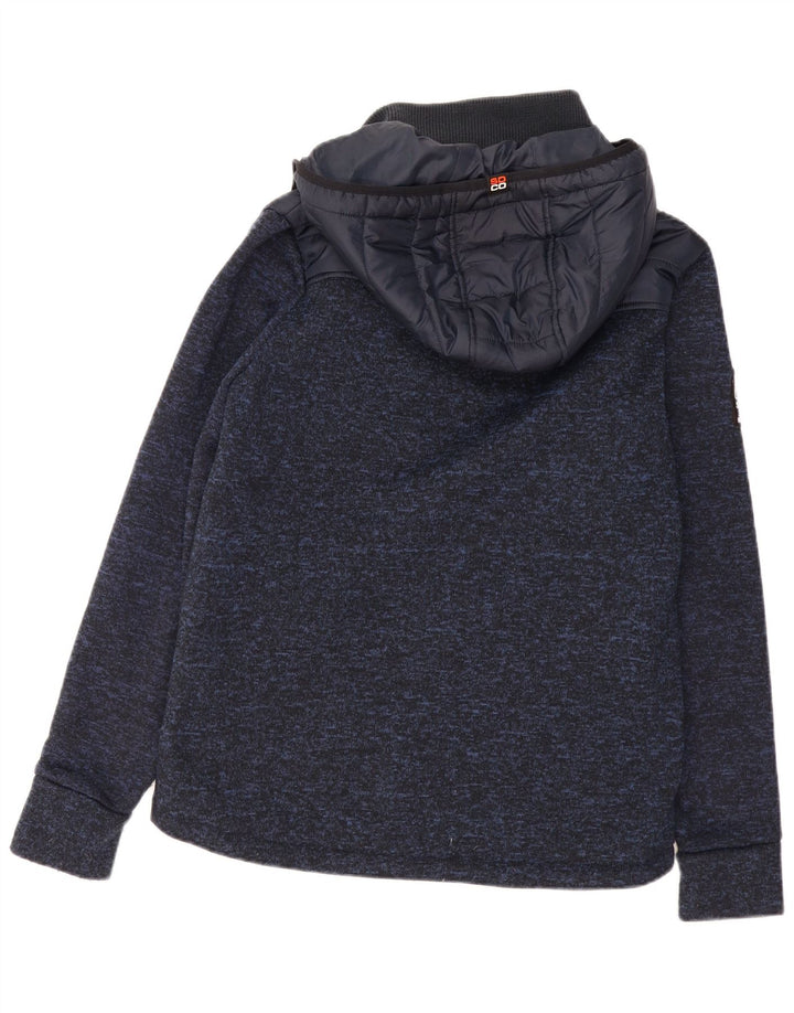 Superdry Chaqueta acolchada con capucha para hombre UK 40 Large Poliéster moteado azul marino