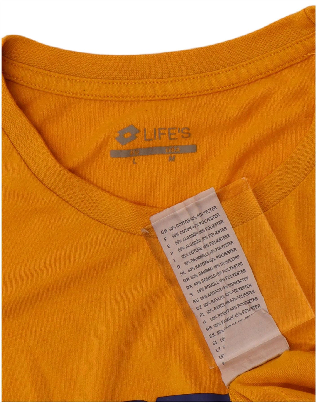 Lotto Hombre Camiseta Gráfica Top Algodón Amarillo Medio