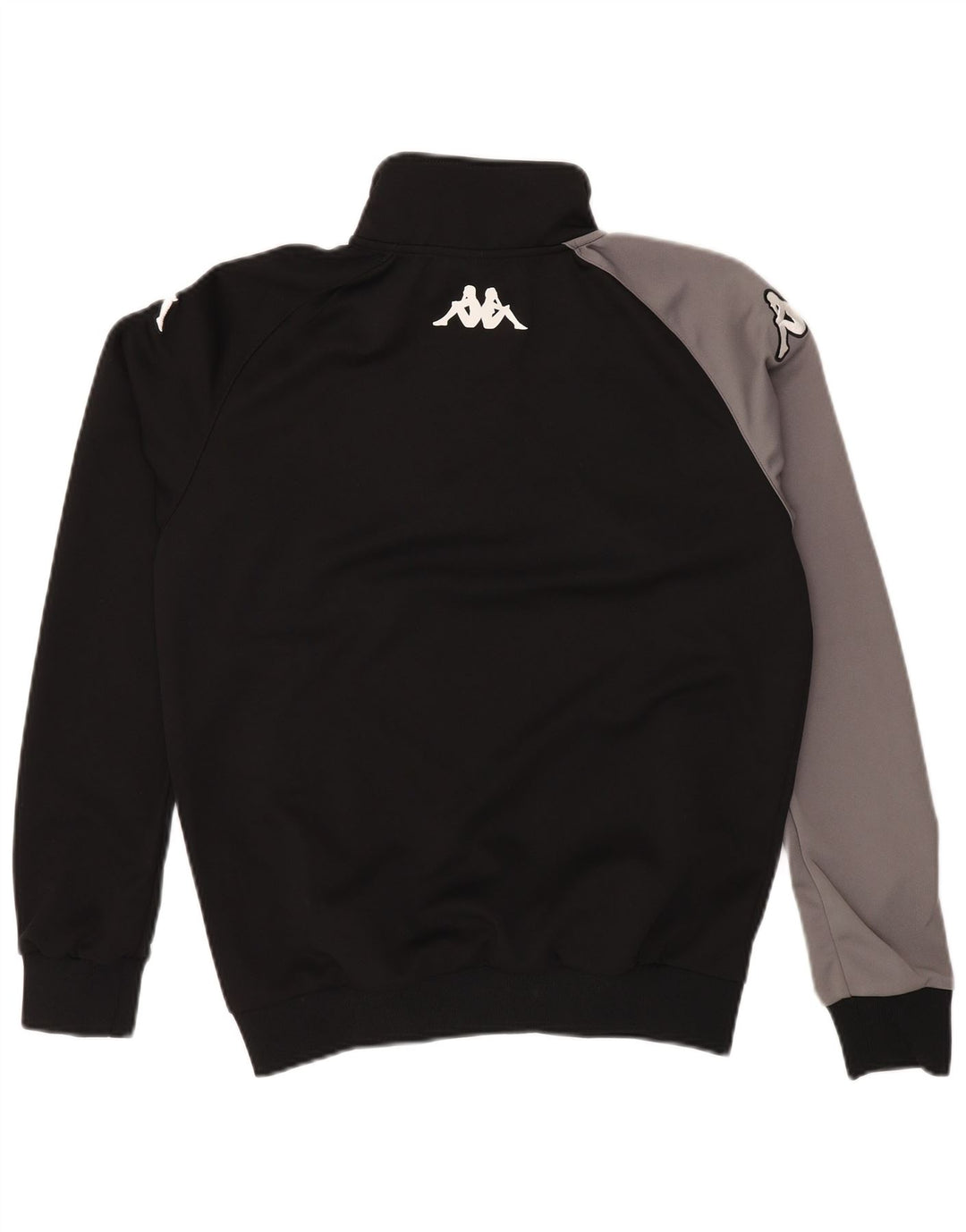 KAPPA Mens Graphic Zip Neck Sudadera Jumper Small Black Colorblock