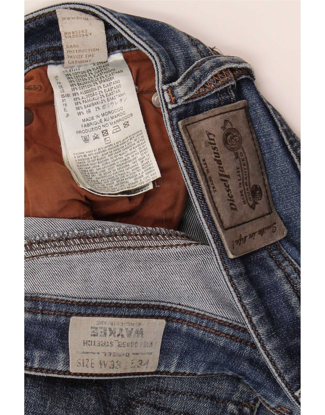 Diesel Hombre Waykee Regular Vaqueros Rectos W33 L34 Algodón Azul