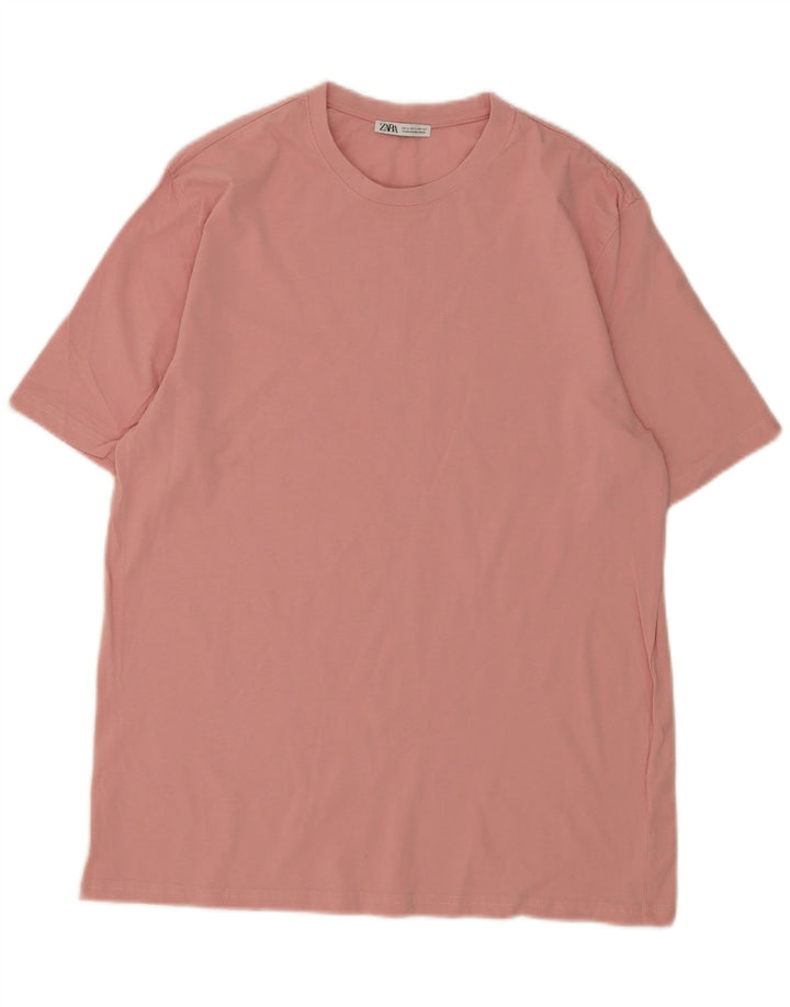 ZARA Mens T-Shirt Top Large Pink Cotton Vintage Zara and Second-Hand Zara from Messina Hembry 