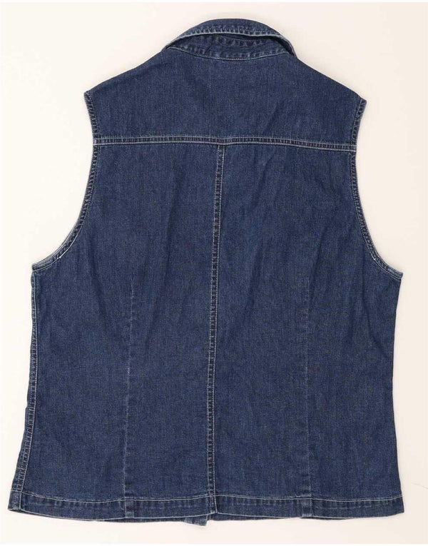 Vintage mujer sin mangas camisa de mezclilla Reino Unido 20 2XL algodón azul