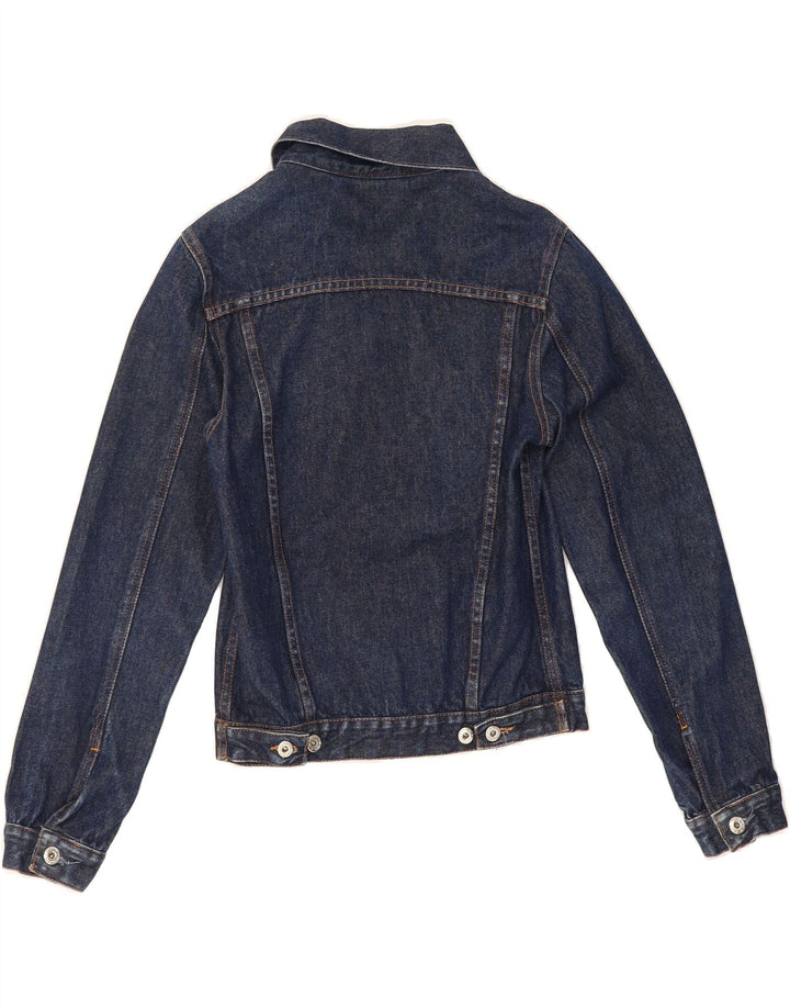 VINTAGE Womens Denim Jacket UK 10 Small Navy Blue Vintage Vintage and Second-Hand Vintage from Messina Hembry 