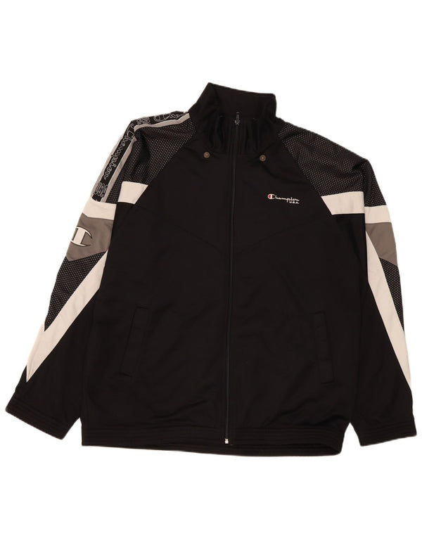 Champion Chaqueta de chándal gráfica para hombre XL Black Colourblock