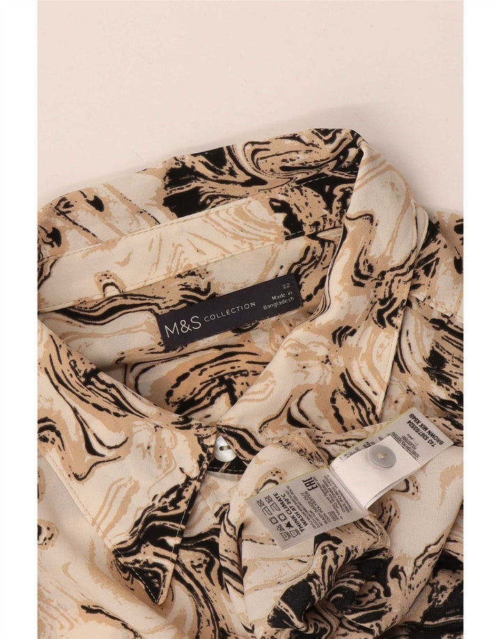 Marks & Spencer Blusa camisera con patrón abstracto para mujer UK 22 3XL Marrón