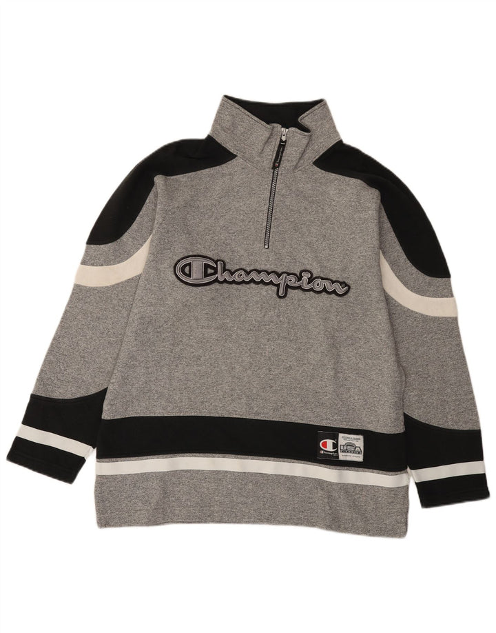 Champion Sudadera Con Cuello Y Cremallera Gráfica Para Hombre Jersey Pequeño Gris Colorblock