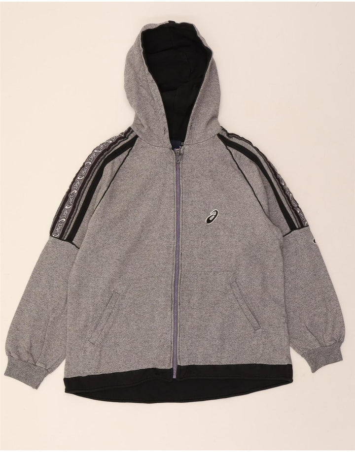 ASICS Mens Graphic Zip Hoodie Sweater Small Grey Cotton Vintage Asics and Second-Hand Asics from Messina Hembry 