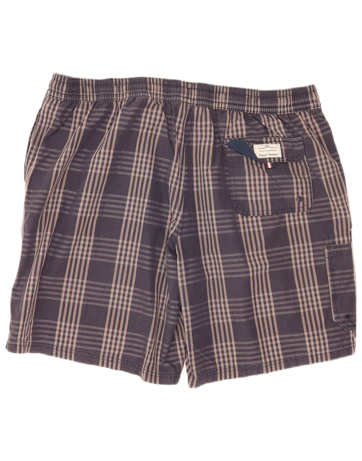 Marks & Spencer - Bañador tipo cargo para hombre, talla 2XL, algodón a cuadros, color azul marino