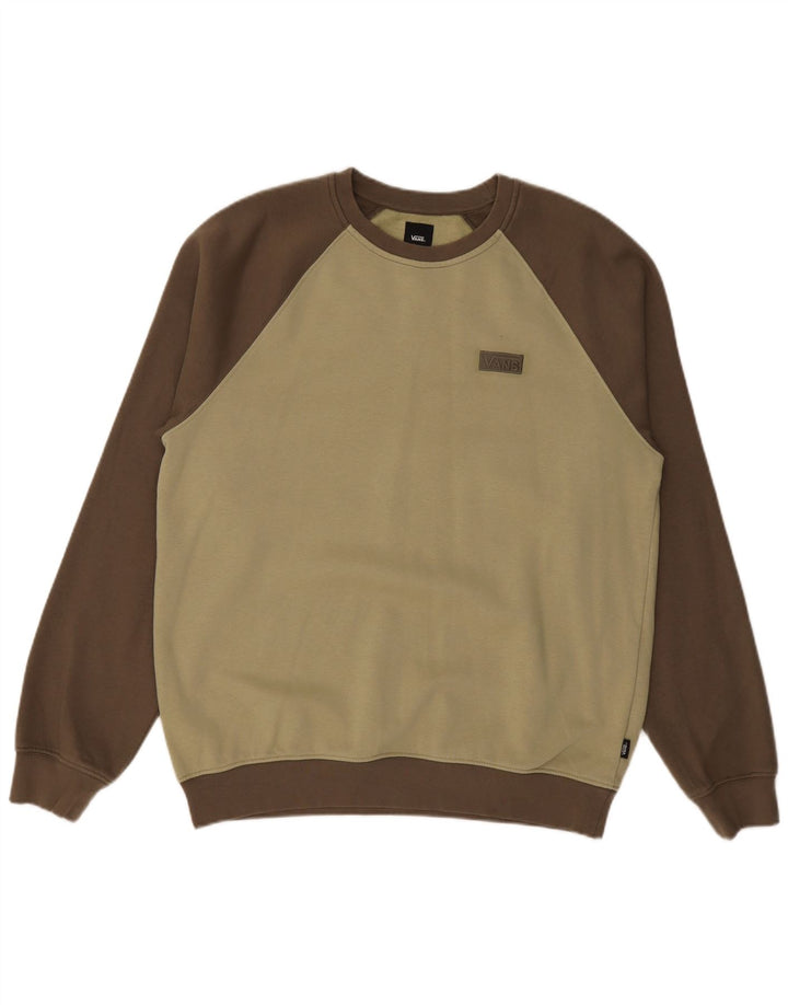 VANS Hombre Sudadera Jumper Medium Khaki Colorblock Algodón