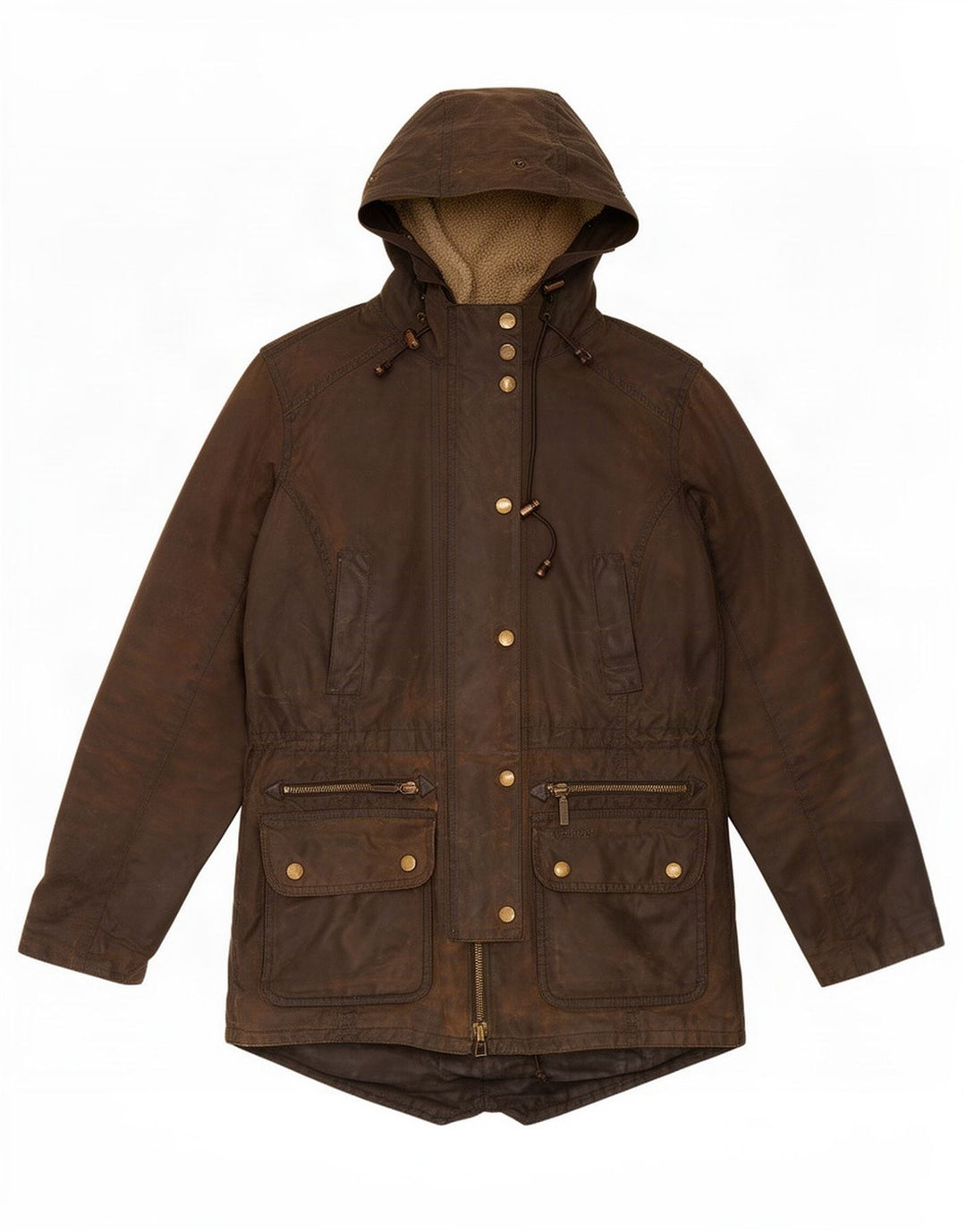 Barbour Chaqueta de algodón encerado con capucha para mujer UK 8 Small Khaki