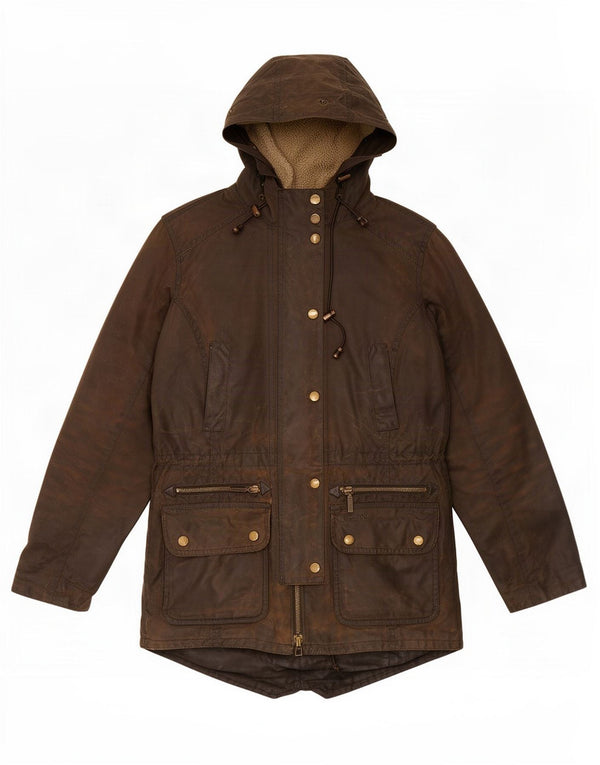 Barbour Chaqueta de algodón encerado con capucha para mujer UK 8 Small Khaki