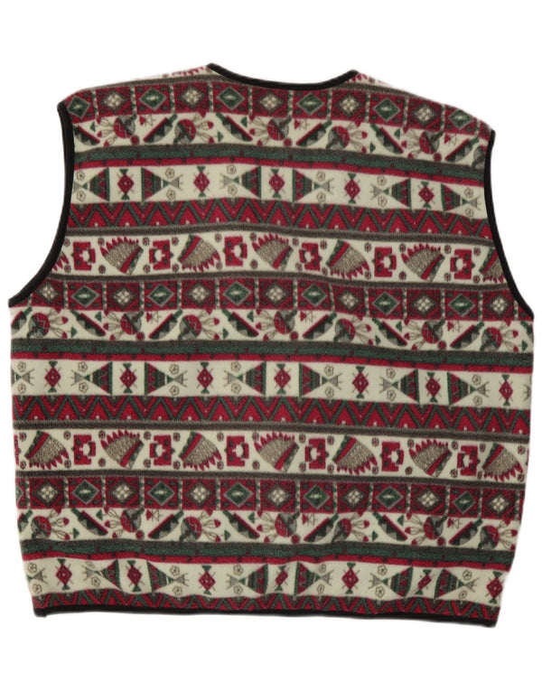 Vintage hombres reversible polar Gilet Reino Unido 42 XL multicolor geométrico