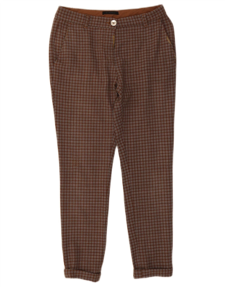 Pantalón Chino Slim Pinko Mujer W26 L26 Marrón Cuadros Poliéster