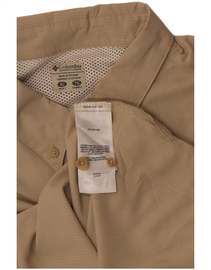 Camisa Columbia Manga Corta Hombre XL Poliéster Beige