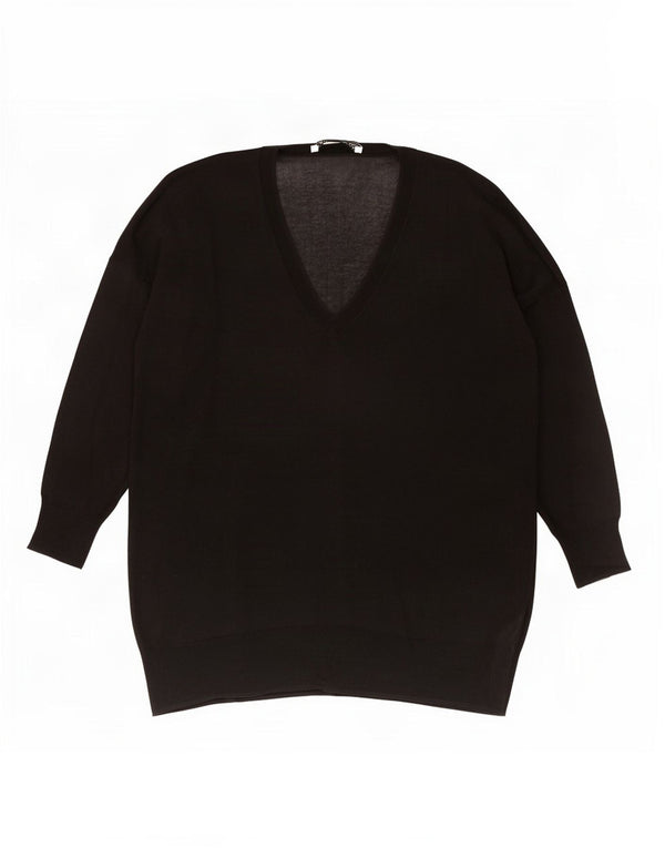 Zara Mujer Jersey Oversize con Cuello en V UK 10 Small Algodón Negro