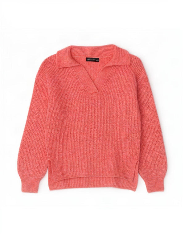 Marks & Spencer Suéter tipo jersey con cuello tipo polo para mujer UK 6 XS Rosa