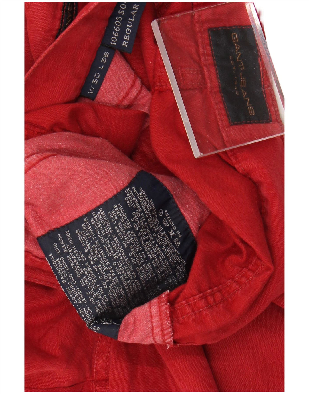 GANT Pantalón casual de corte regular para hombre W30 L36 Algodón rojo