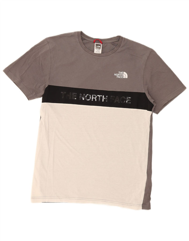 The North Face Camiseta con gráfico regular para hombre, camiseta pequeña con bloques de color gris