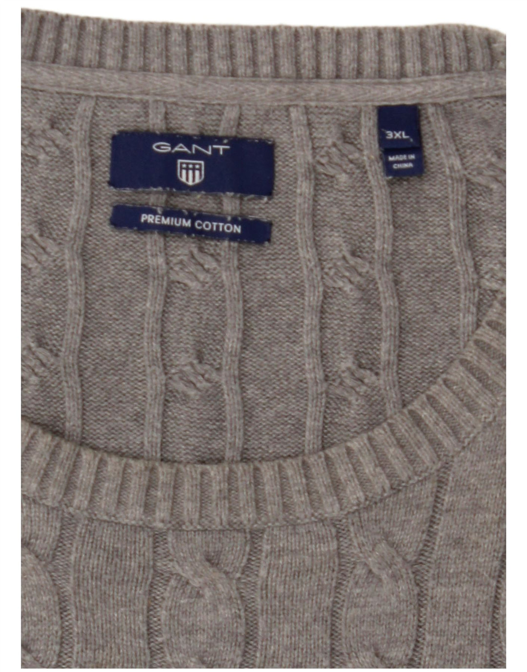 GANT Jersey de cuello redondo para hombre, talla 3XL, algodón gris