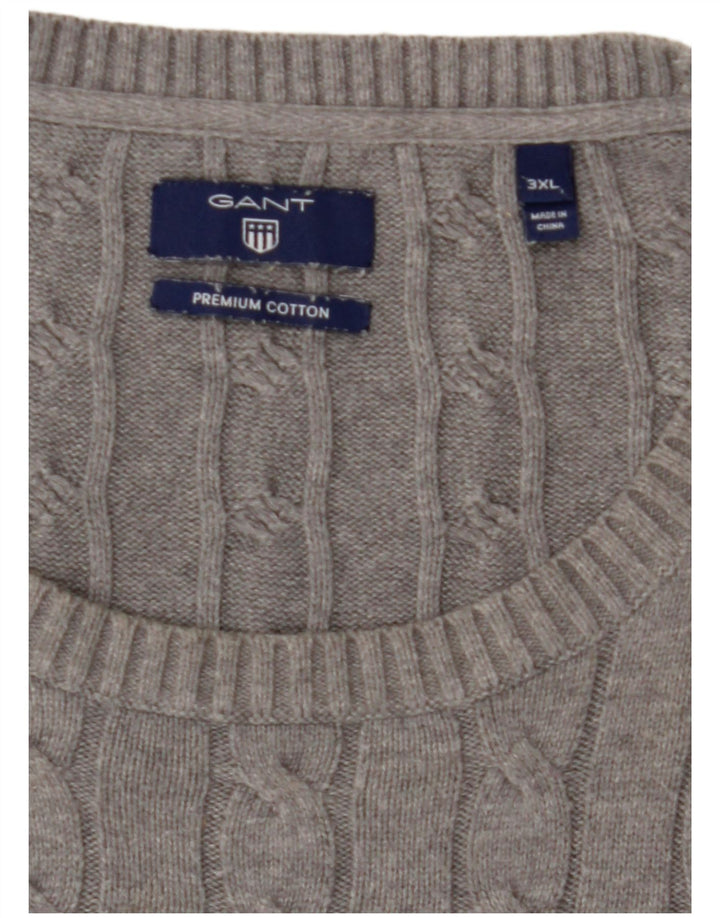 GANT Jersey de cuello redondo para hombre, talla 3XL, algodón gris