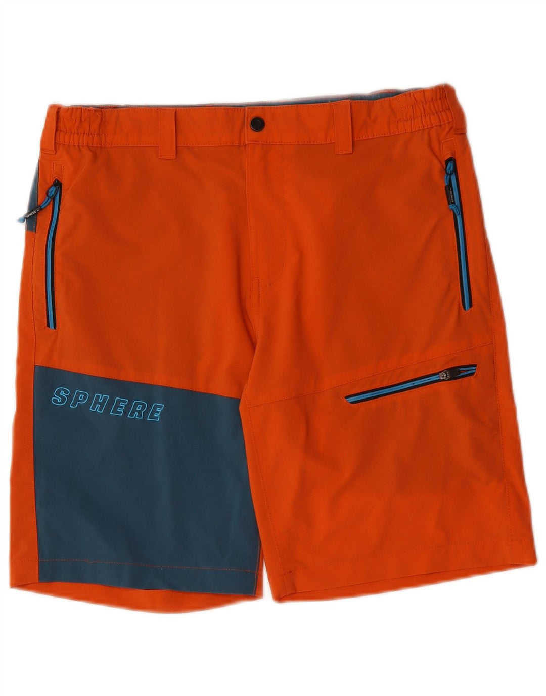 Pantalones cortos tipo cargo con gráficos para hombre Sphere Pro, tamaño mediano, W34, bloques de color naranja