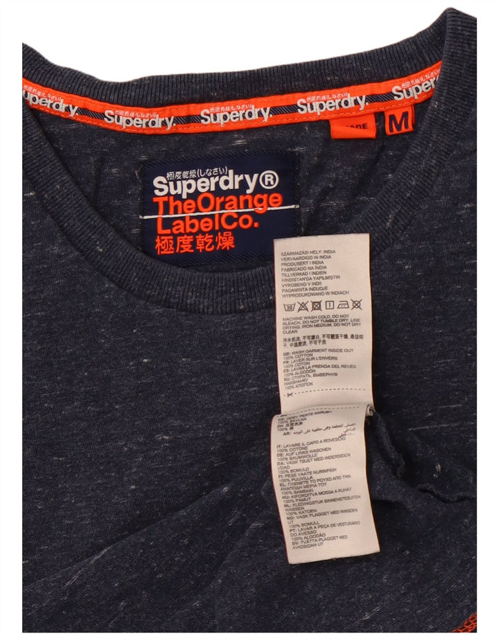 SUPERDRY Hombre Camiseta Top Medium Azul Marino Algodón Moteado