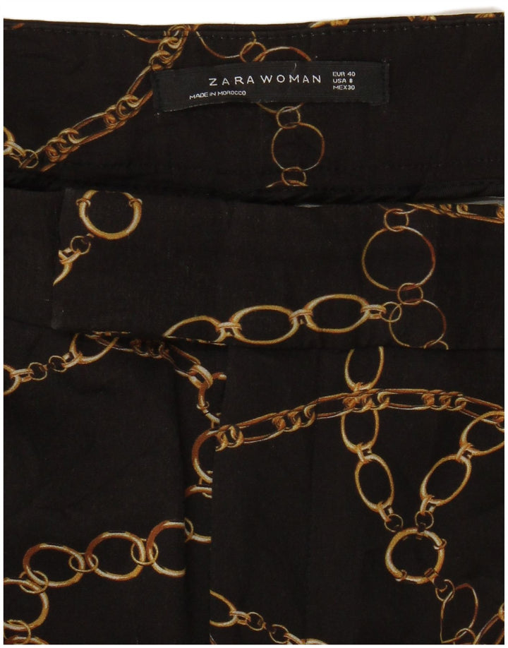 Zara Pantalones chinos ajustados con estampado abstracto para mujer EU 40 Medium W30 L27 Black