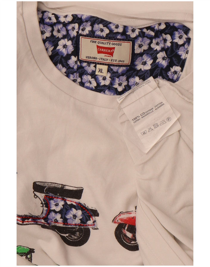 CARRERA Camiseta gráfica para hombre Top XL Algodón blanco