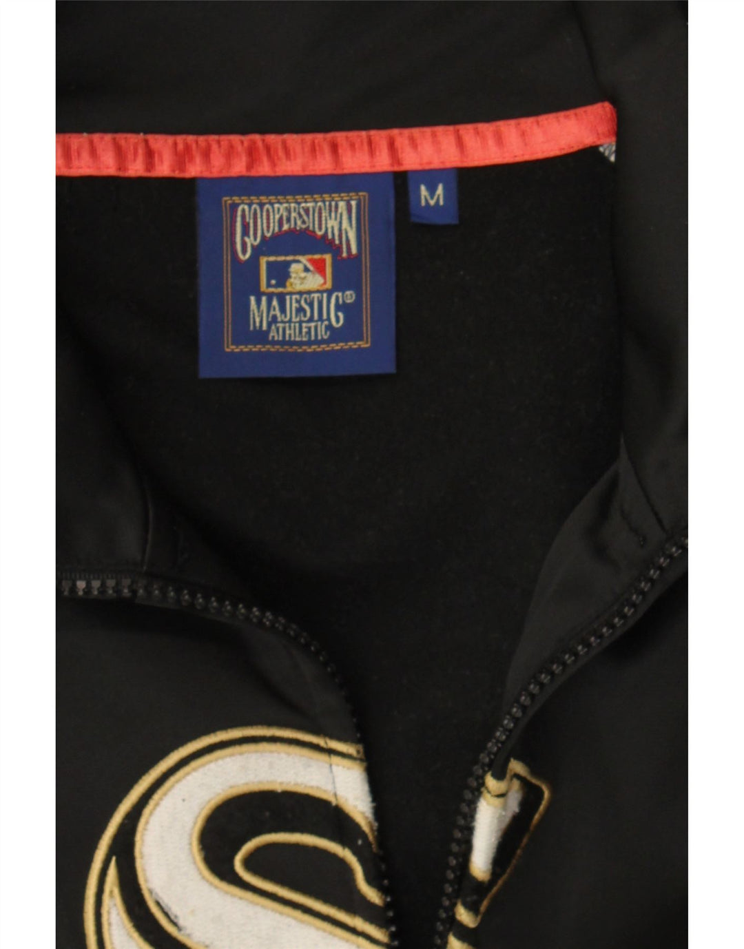 MAJESTIC Mens Graphic Tracksuit Top Jacket Medium Black Colourblock Vintage Majestic and Second-Hand Majestic from Messina Hembry 