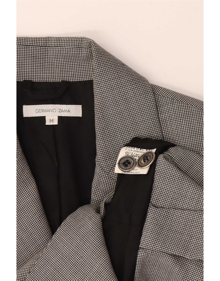 Germano Zama Chaqueta tipo blazer de 2 botones para mujer, Reino Unido 42, cuadros grises medianos