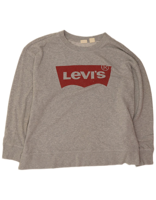 Levi's Sudadera gráfica para mujer Jumper UK 20 2XL Algodón moteado gris