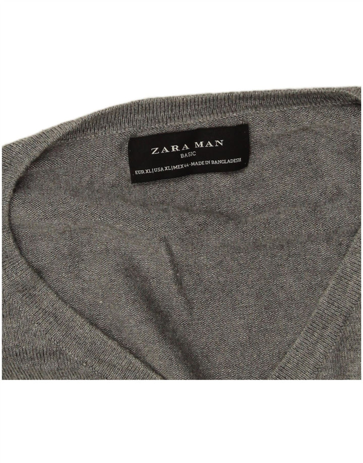 Zara Hombre Jersey Cuello Pico Jersey XL Gris