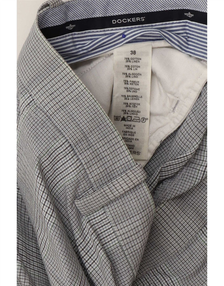Dockers Pantalones cortos chinos para hombre W38 XL Algodón a cuadros gris
