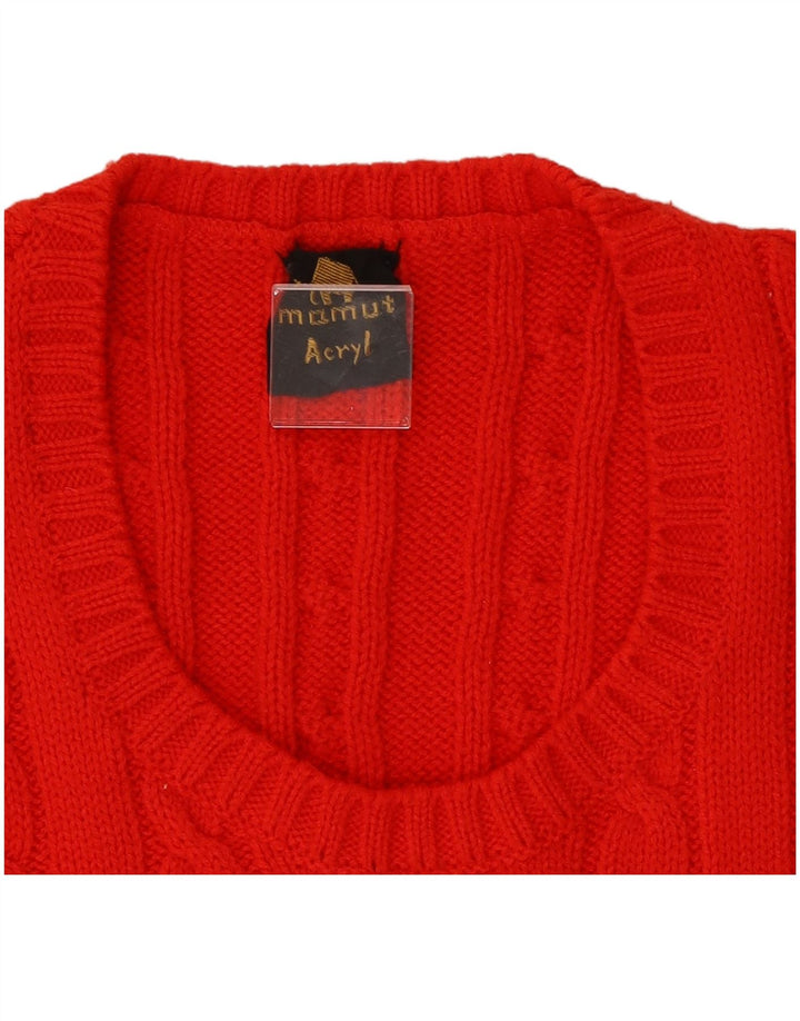 VINTAGE Mujer Crop Vest Tank Top Reino Unido 8 Pequeño Rojo Poliacrílico