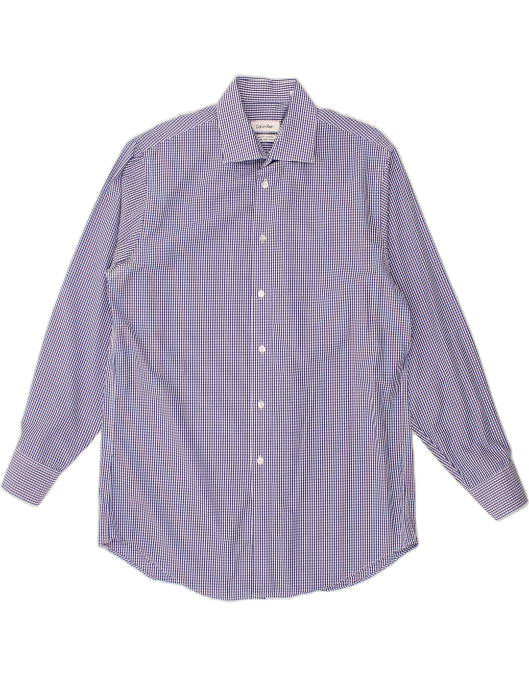 CALVIN KLEIN Camisa de corte regular para hombre Talla 15 1/2 Algodón a cuadros azul mediano