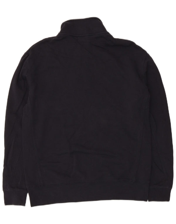 Zara Mujer Zip Neck Sudadera Jumper UK 14 Medium Azul Marino Algodón