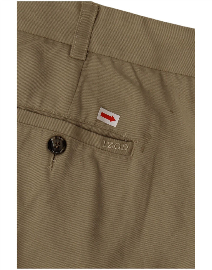 IZOD Pantalones cortos chinos pegados para hombre W42 2XL Poliéster caqui