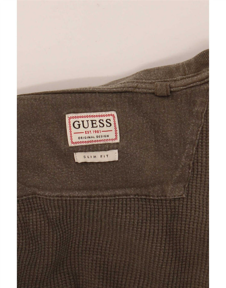 Guess Hombre Slim Fit Top Manga Larga Caqui Medio
