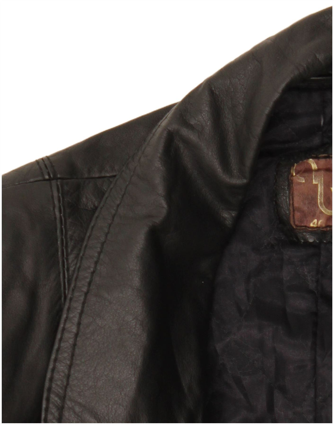 Vintage mujer doble pecho chaqueta de cuero IT 46 grande negro