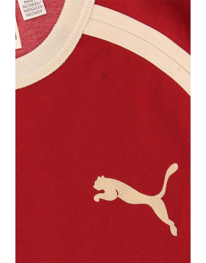 PUMA Camiseta de manga larga para hombre, poliéster color block pequeño, color rojo