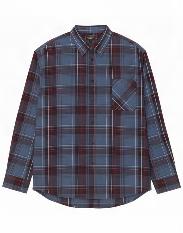 Atlas For Men Camisa de franela para hombre 4XL Algodón a cuadros azul