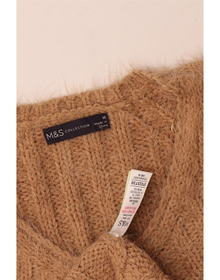 Marks & Spencer Jersey con cuello en V para mujer UK 44 Poliéster beige medio