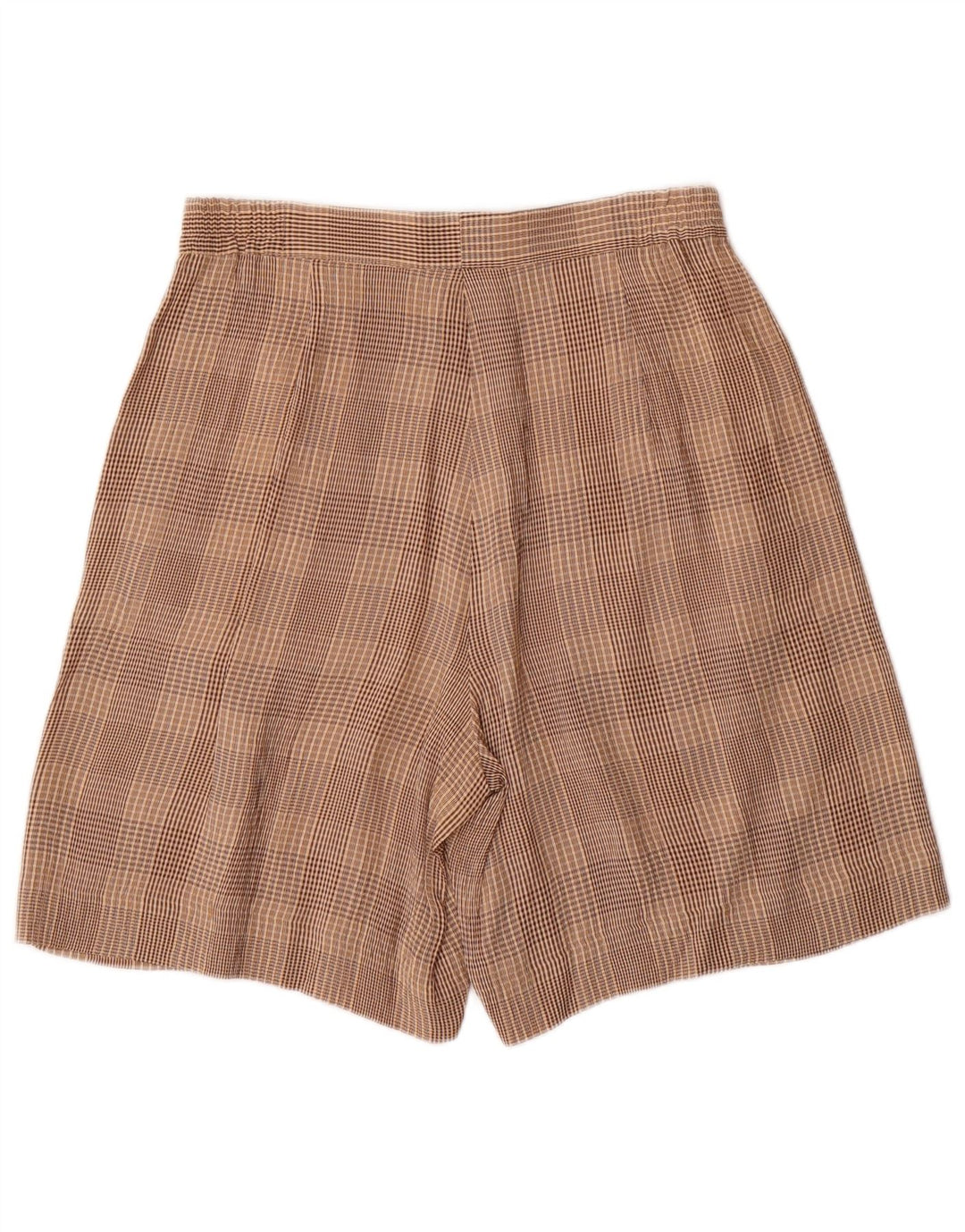 VINTAGE Mujer 4 Botones 2 Piezas Set UK 10 Pequeño W28 Acetato de Cuadros Marrón