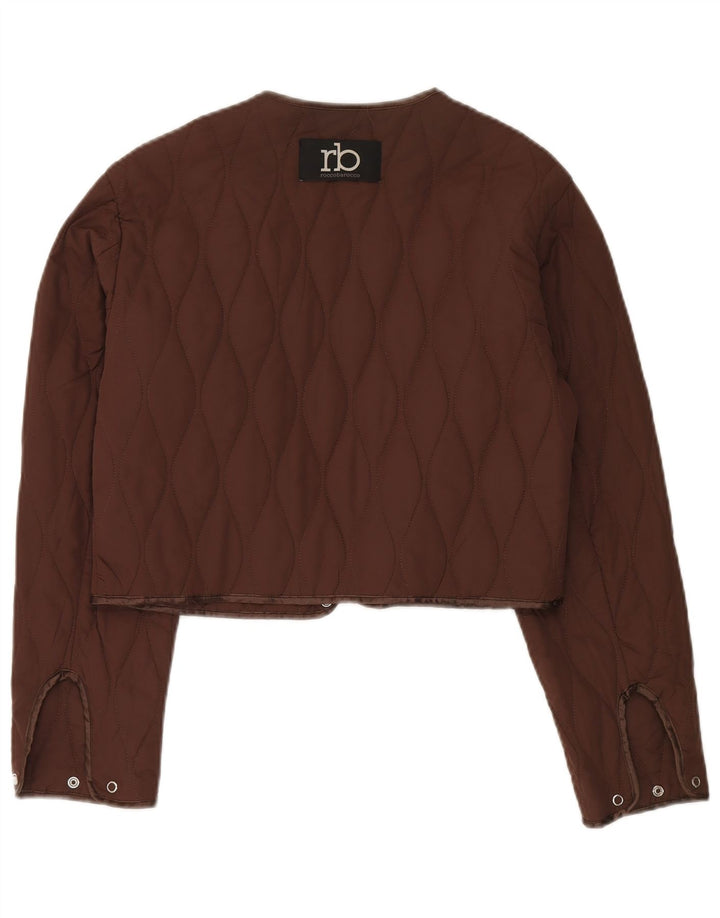 Roccobarocco Chaqueta Acolchada Corta para Mujer UK 44 Marrón Medio