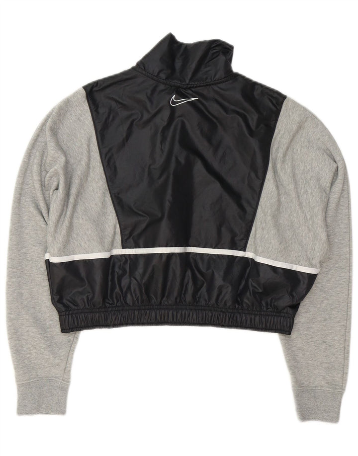Nike Mujer Oversize Crop Sudadera Jumper UK 10 Small Gris Colorblock