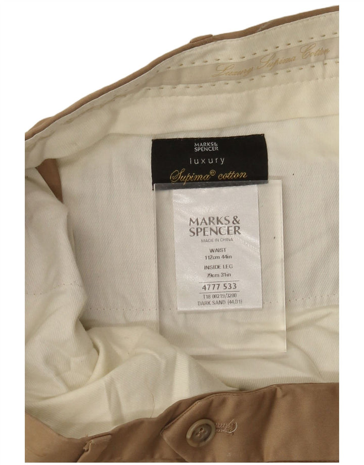 MARKS & SPENCER Pantalón de traje recto para hombre W44 L31 Algodón beige