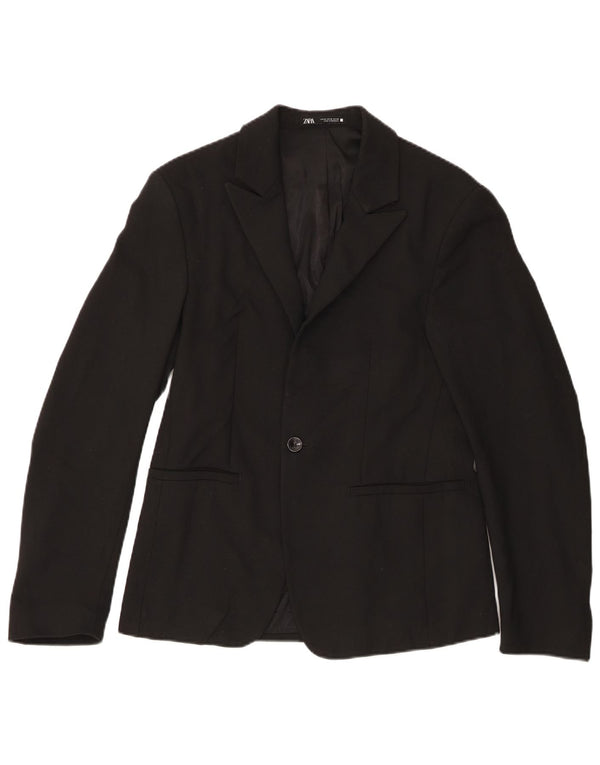 Zara Chaqueta tipo blazer con 1 botón para hombre EU 46 Small Black