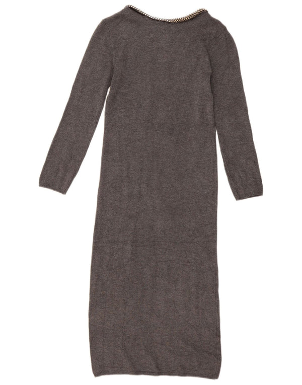 Zara Mujer Vestido Jersey Manga 3/4 UK 8 Small Gris