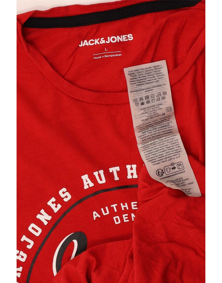 Jack & Jones - Camiseta con gráfico regular para hombre, talla grande, algodón rojo